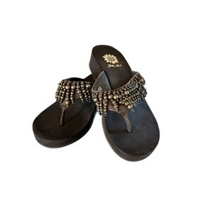 Sandals Shoes Stylish Wedge Beaded Women's Yellow Box Sandals
